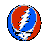 Neon Dead Head badge in 8-bit pixels